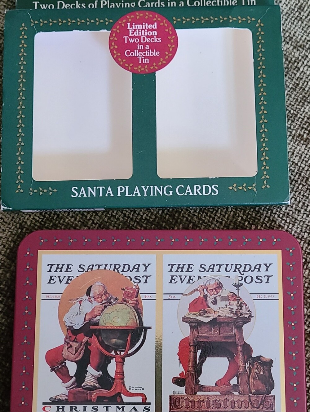 1996 Norman Rockwell Saturday Evening Post Limited Edition Santa Playing Cards